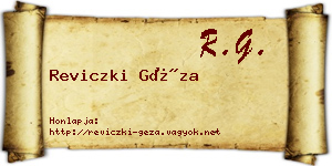 Reviczki Géza névjegykártya